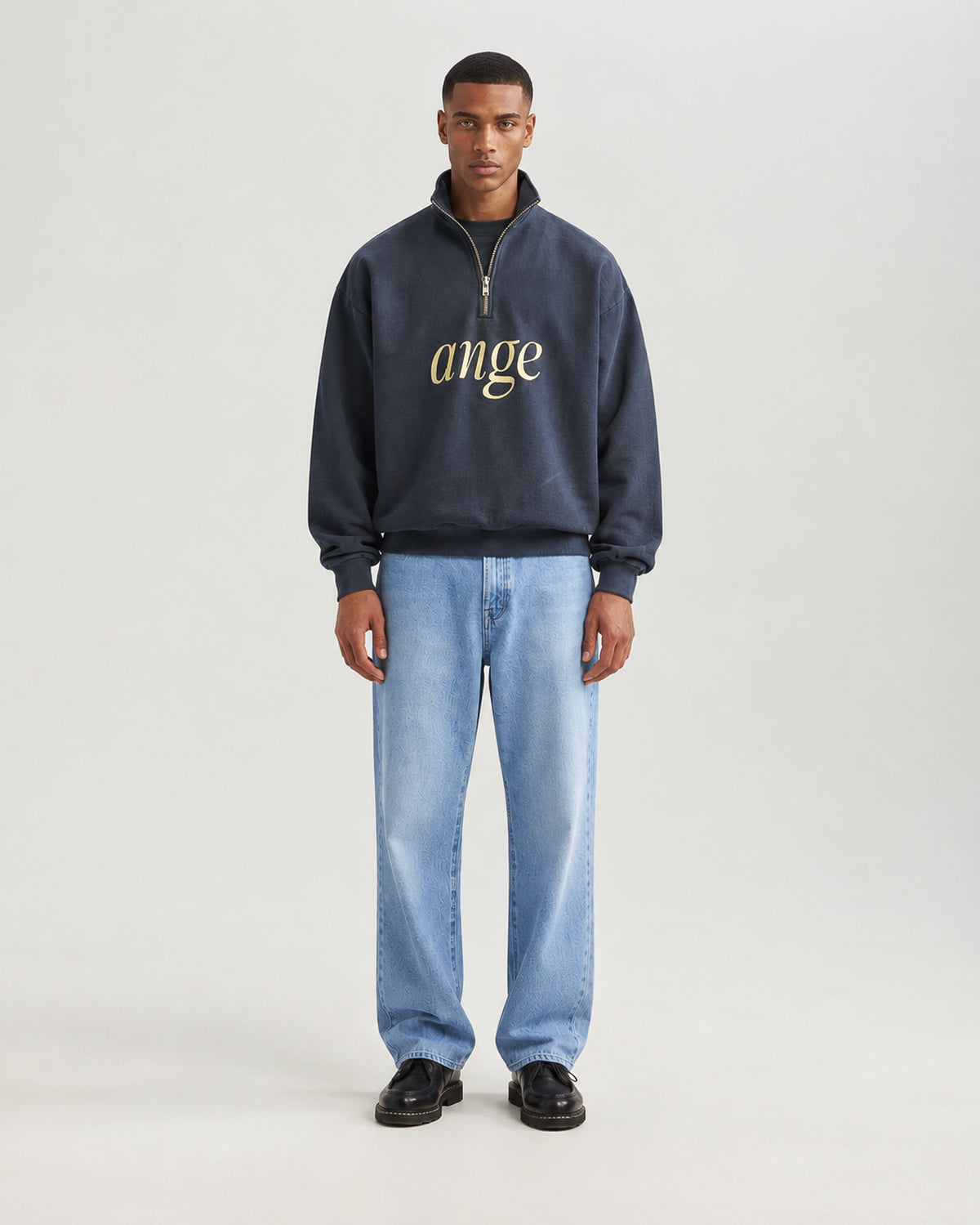 Zipped Roll-Neck Sweater Navy
