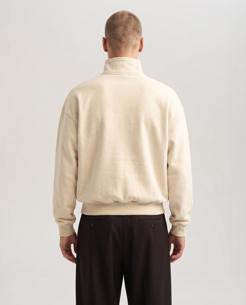 Zipped Roll-Neck Sweater Oatmeal