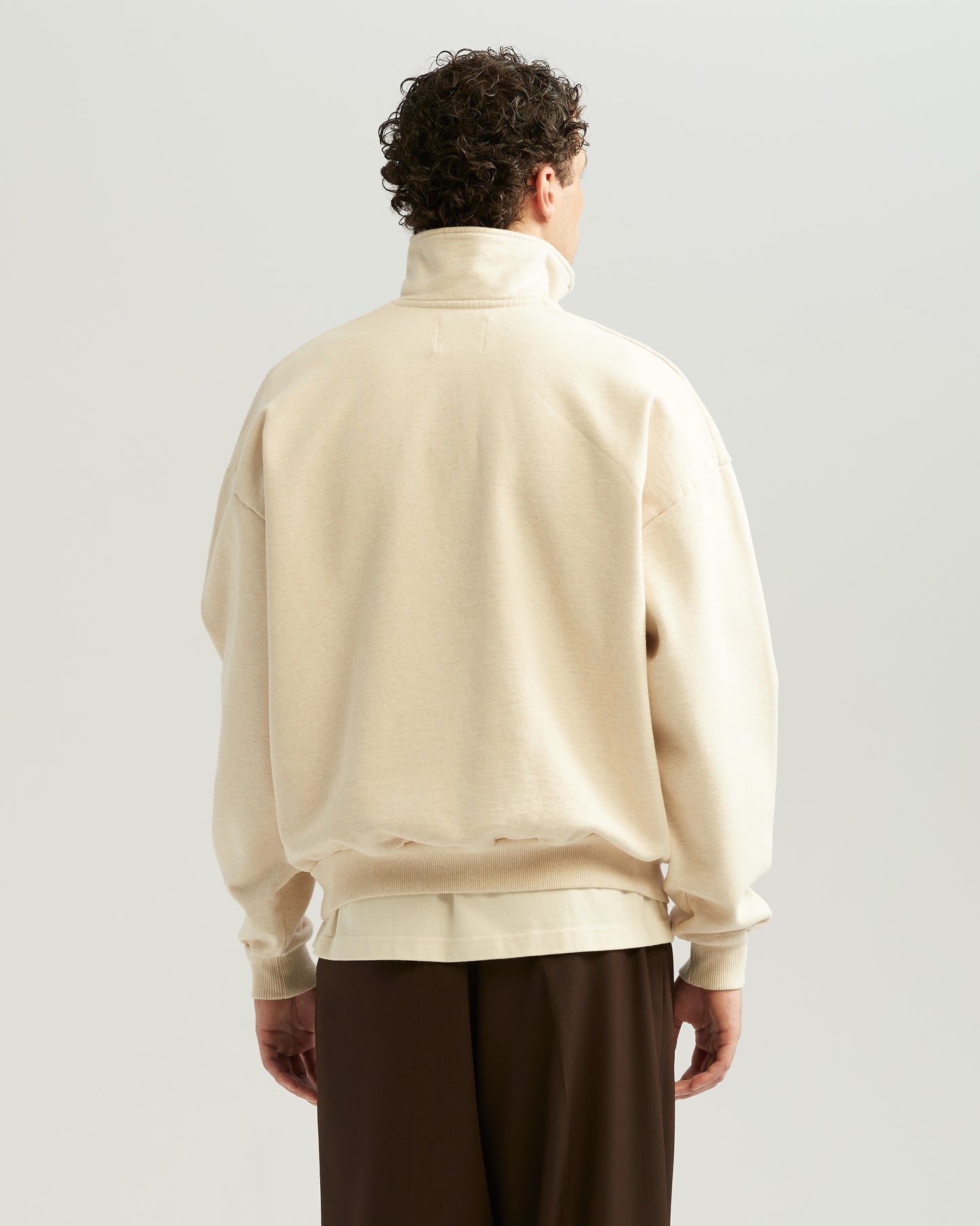 Zipped Roll-Neck Sweater Oatmeal