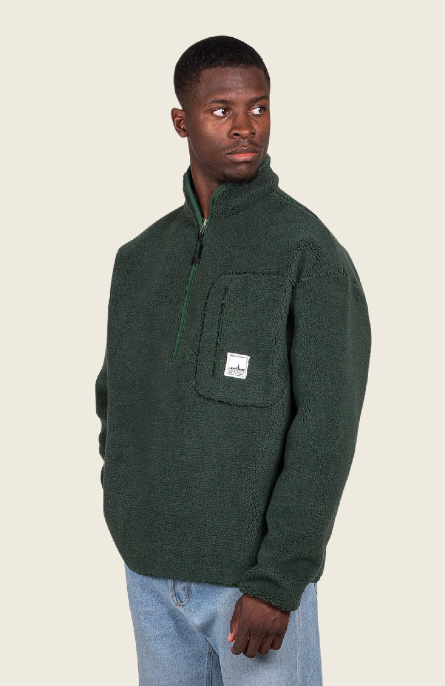 Club Quarter Zip Fleece Pull Over Green