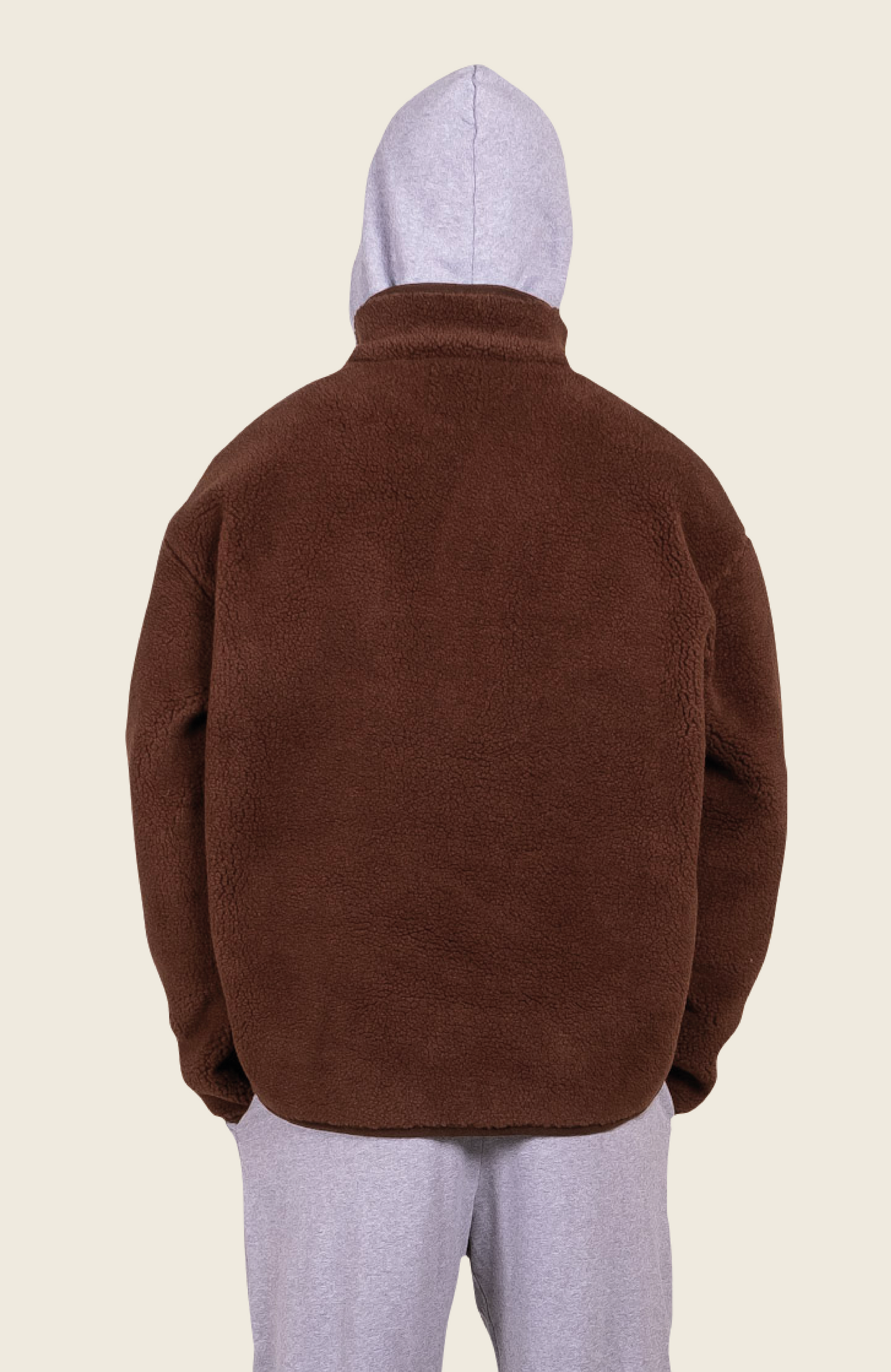 Club Quarter Zip Fleece Pull Over Brown