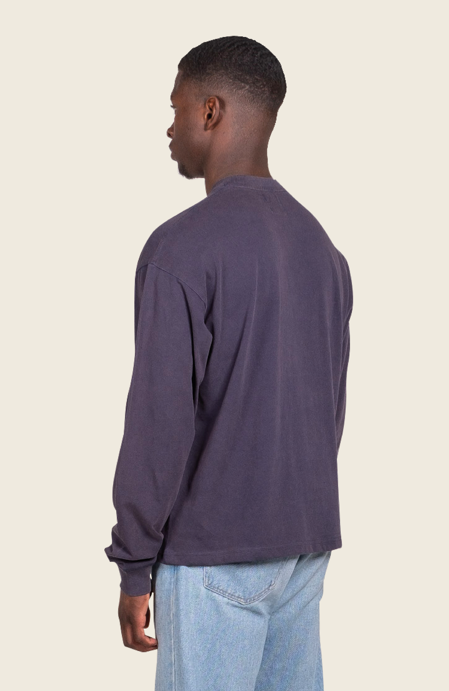Double Script Longsleeve Washed Navy Blue
