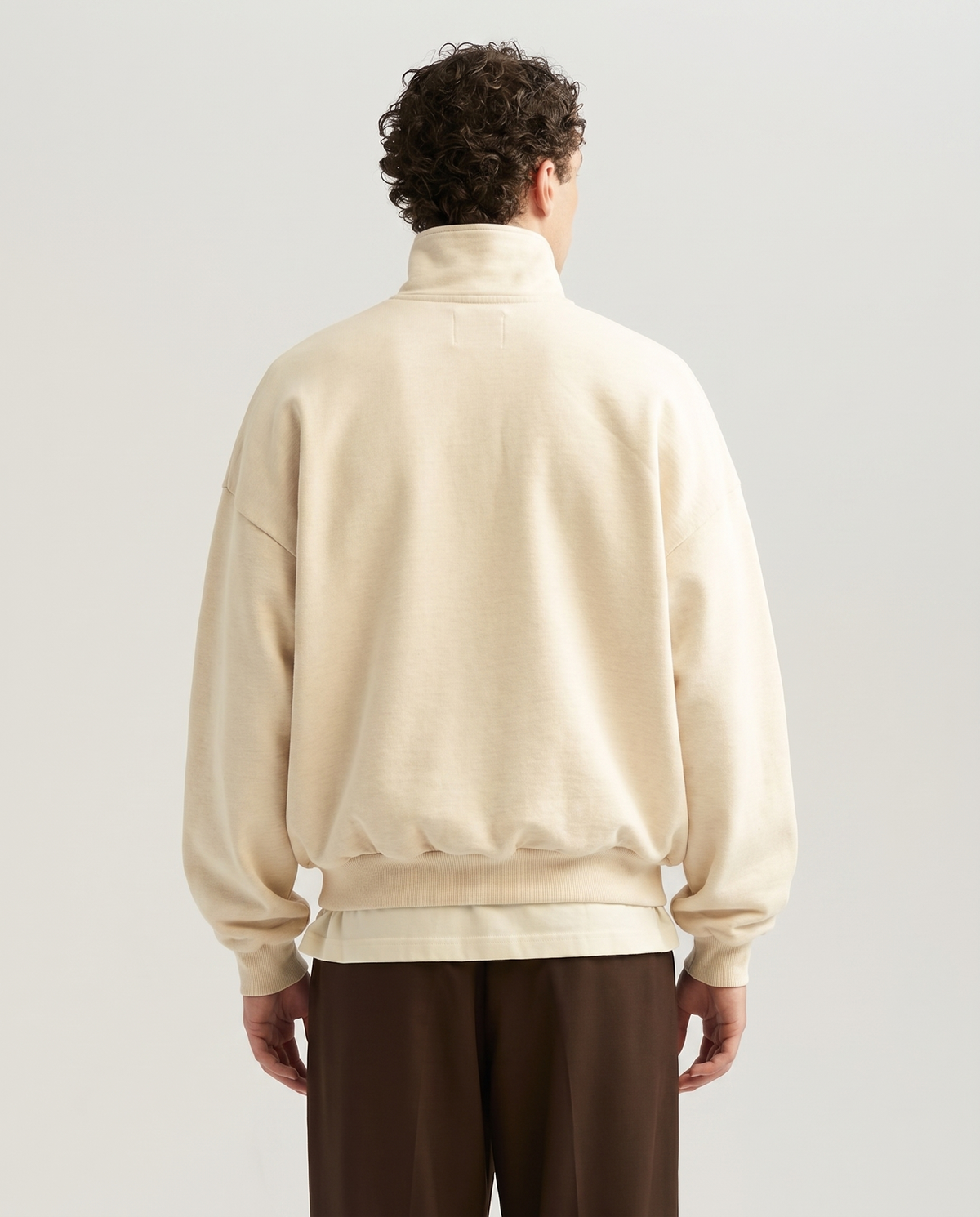Zipped Roll-Neck Sweater Oatmeal