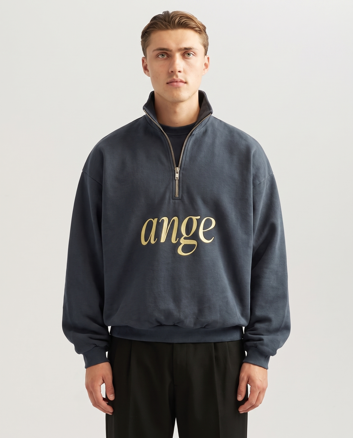 Zipped Roll-Neck Sweater Navy