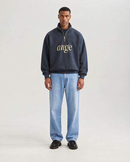 Zipped Roll-Neck Sweater Navy