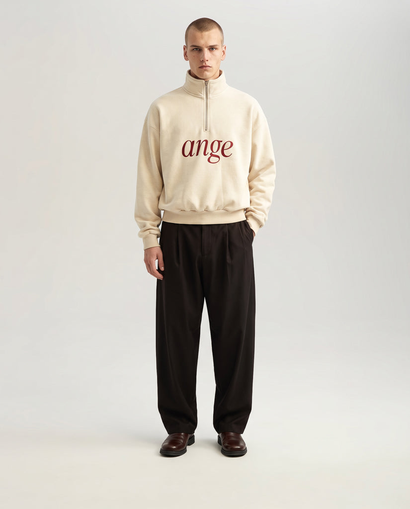 Zipped Roll-Neck Sweater Oatmeal