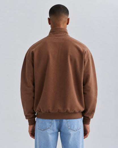 Zipped Roll-Neck Sweater Brown