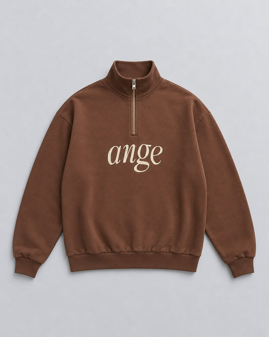 Zipped Roll-Neck Sweater Brown