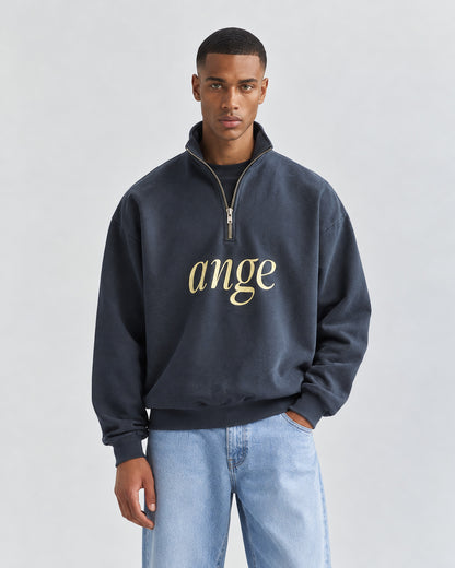 Zipped Roll-Neck Sweater Navy