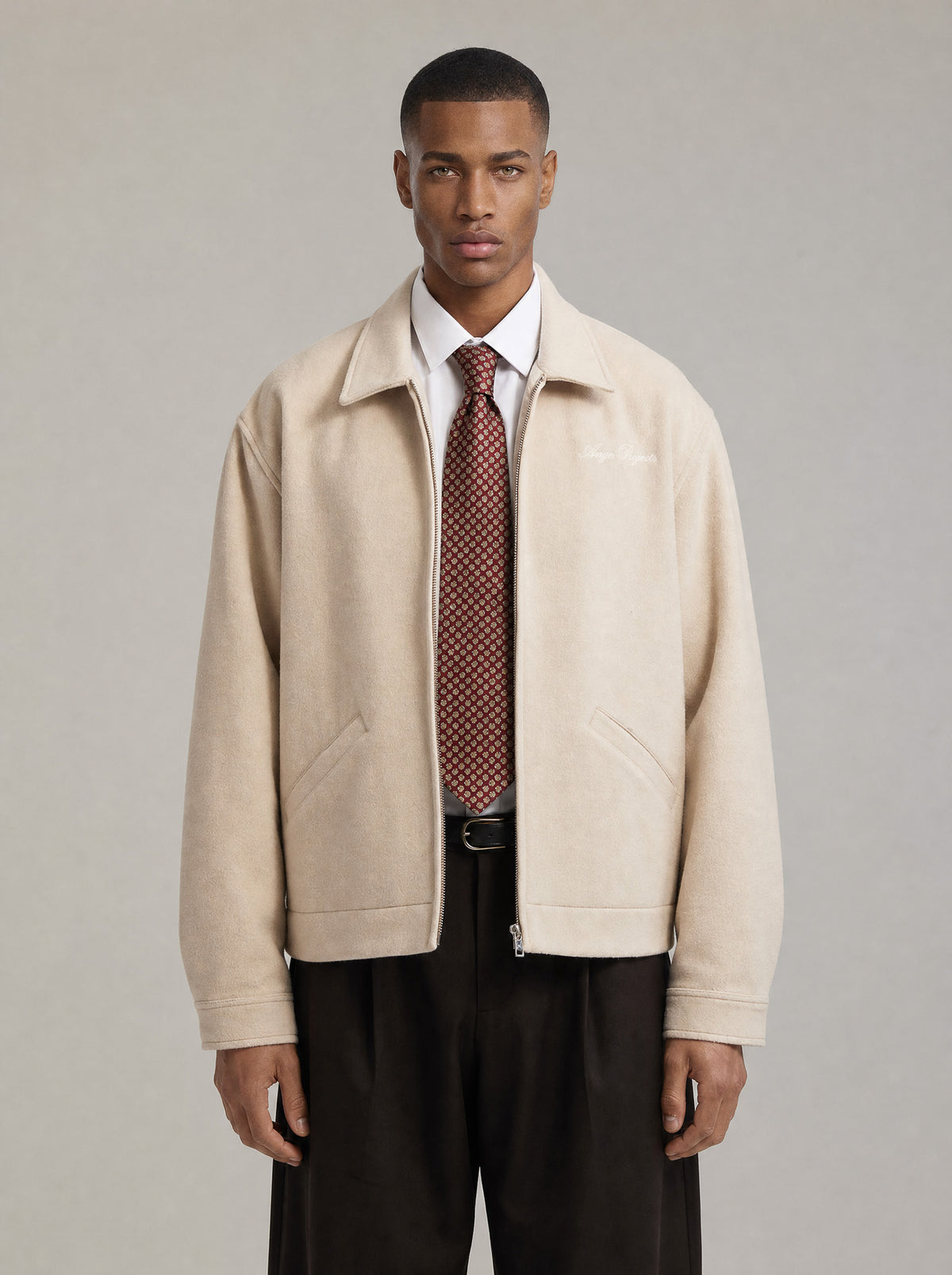Boiled wool jacket ecru