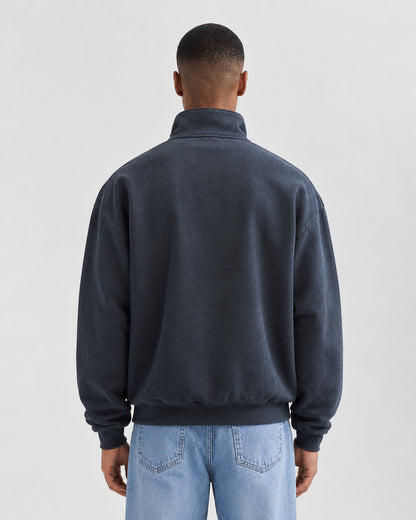 Zipped Roll-Neck Sweater Navy