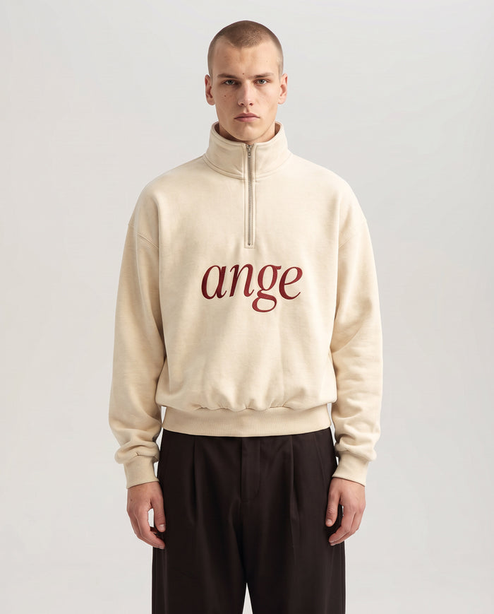 Zipped Roll-Neck Sweater Oatmeal
