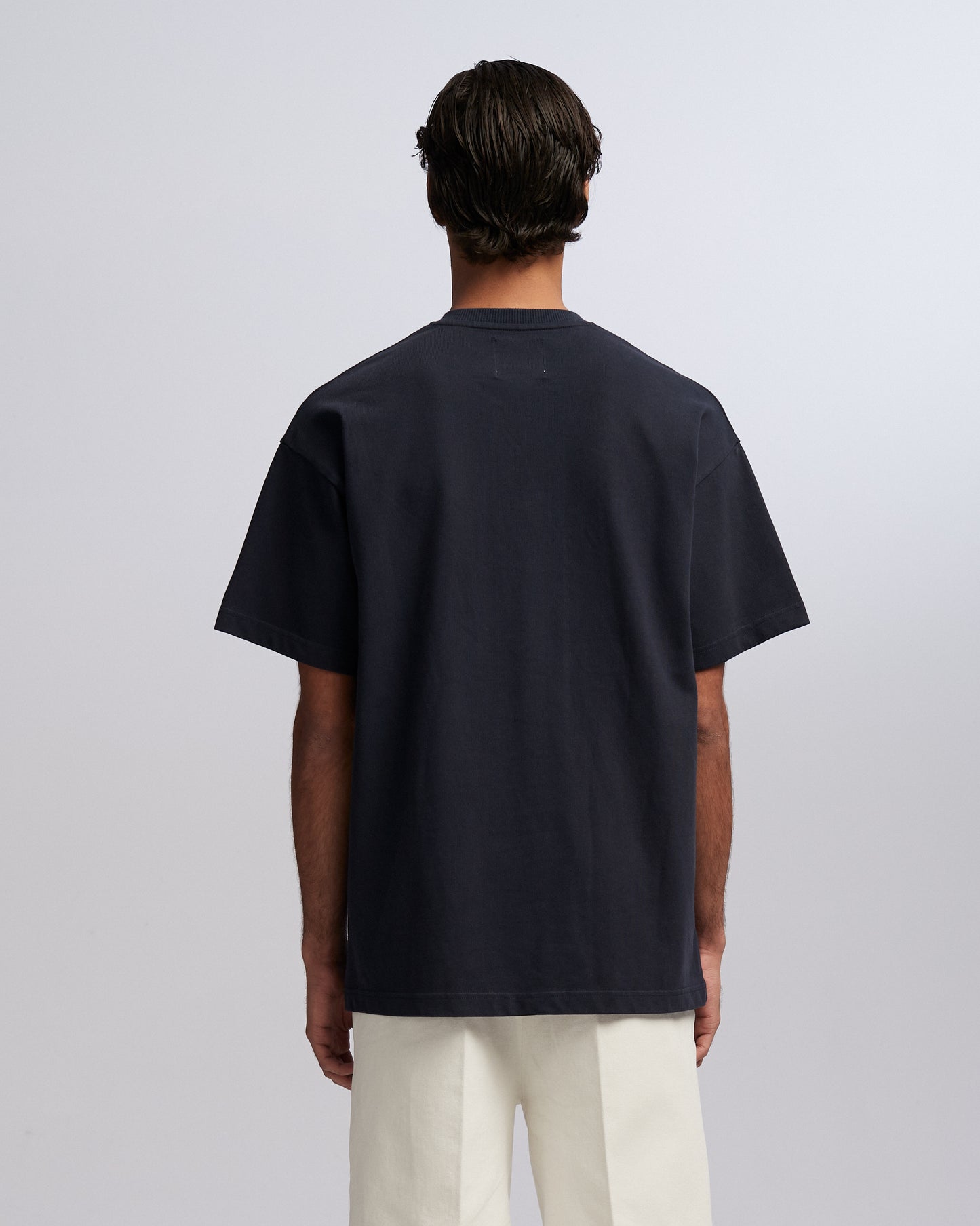 Button Script T-shirt Navy