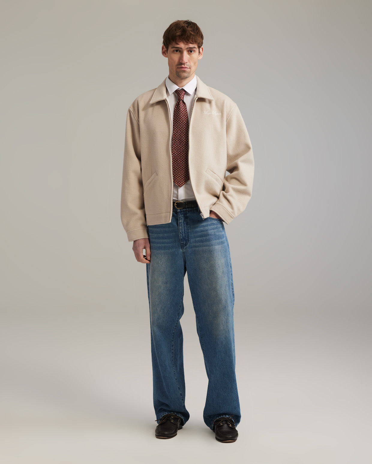Boiled wool jacket ecru