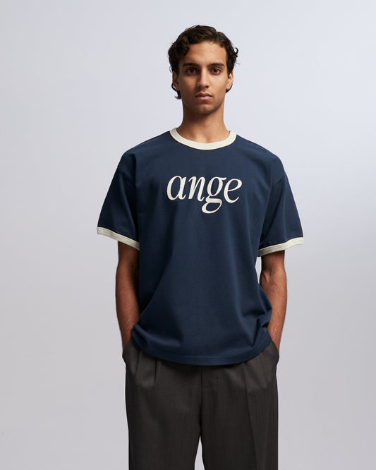 Logo Ringer T-shirt Navy/Ecru