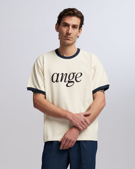 Logo Ringer T-shirt Ecru/Navy