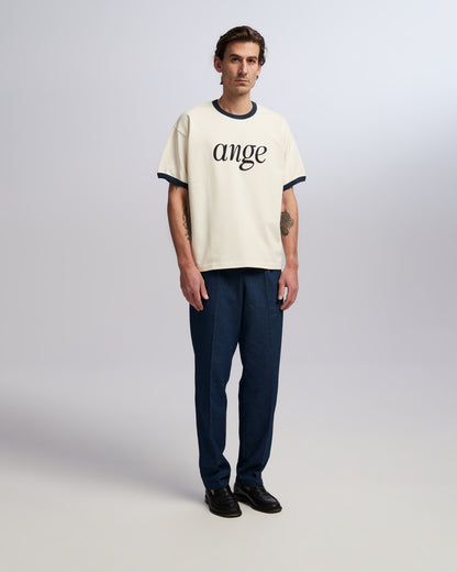 Logo Ringer T-shirt Ecru/Navy