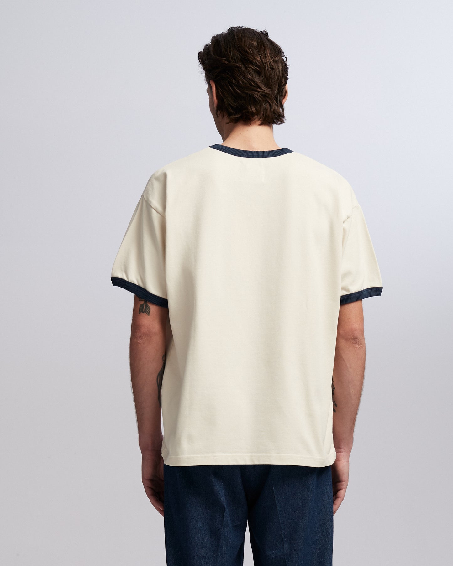 Logo Ringer T-shirt Ecru/Navy