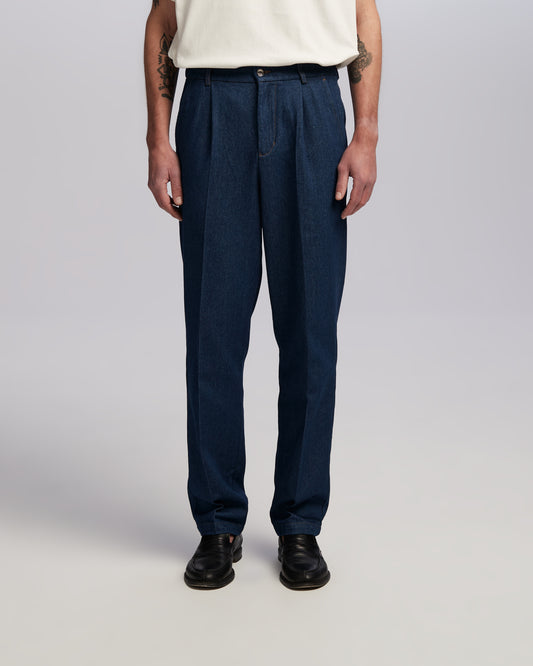 Pleated Denim Trousers