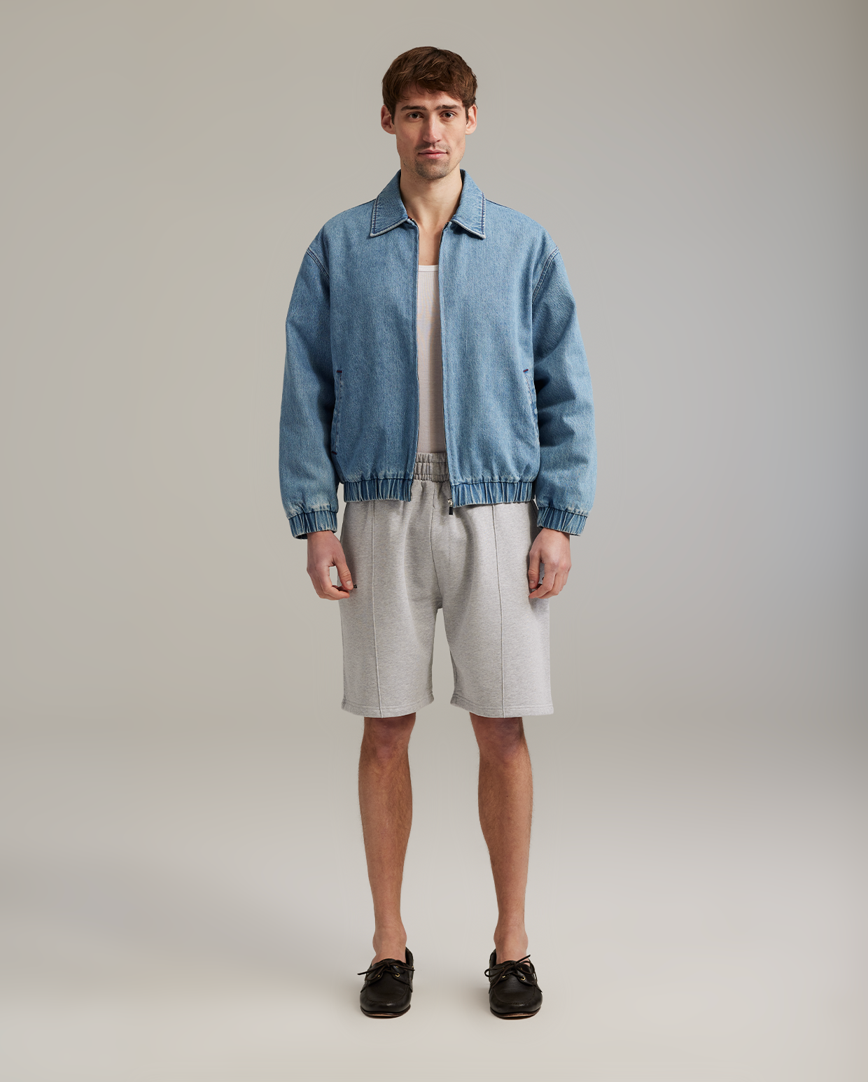Denim padded bomber