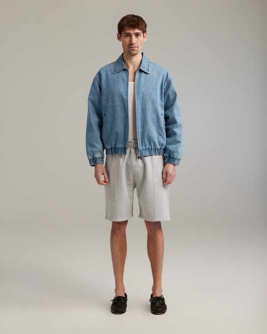 Denim padded bomber