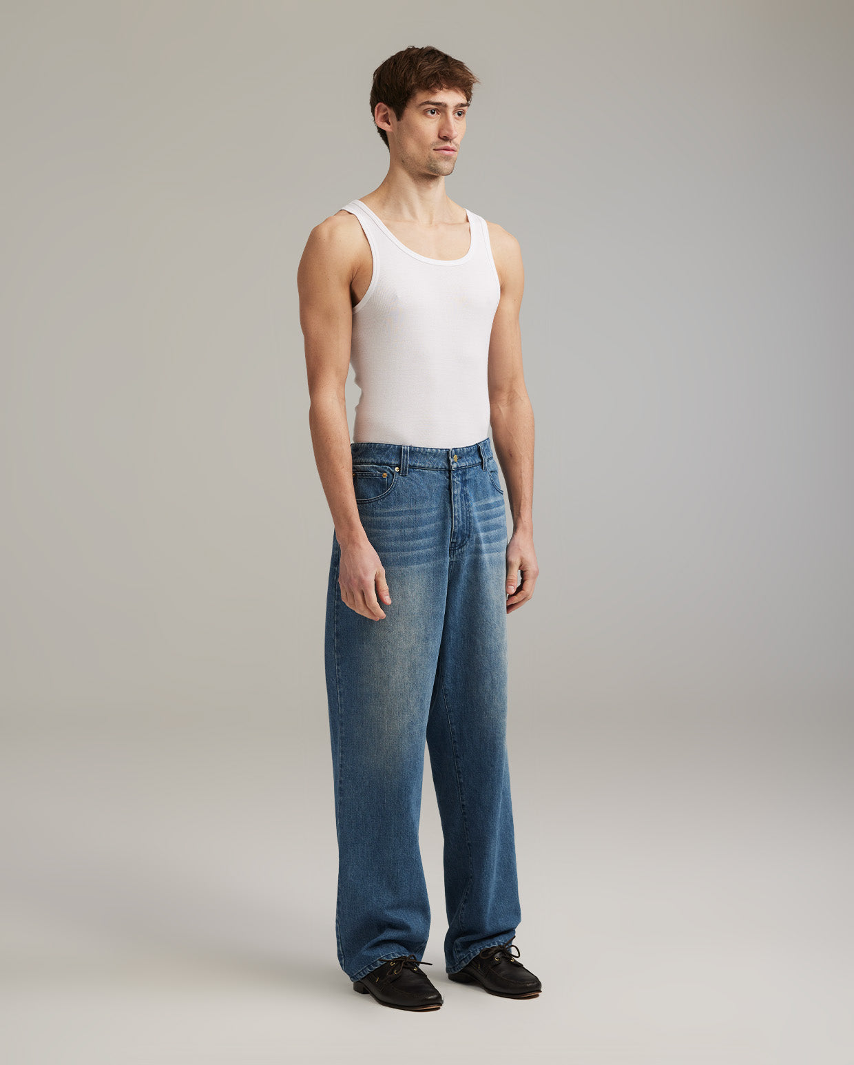 Straight denim trousers