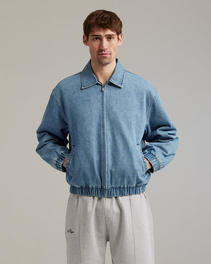 Denim padded bomber