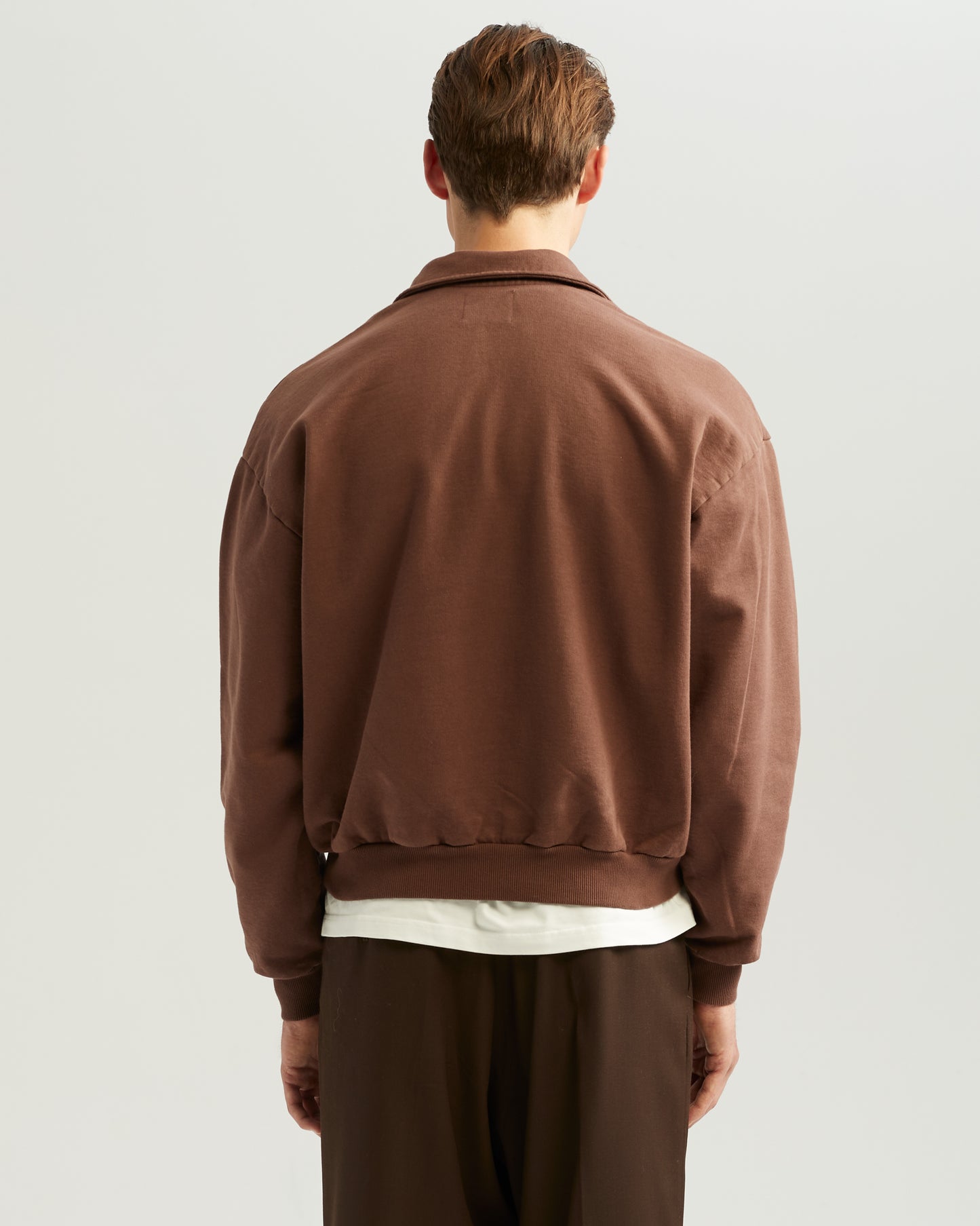 Zipped Roll-Neck Sweater Brown