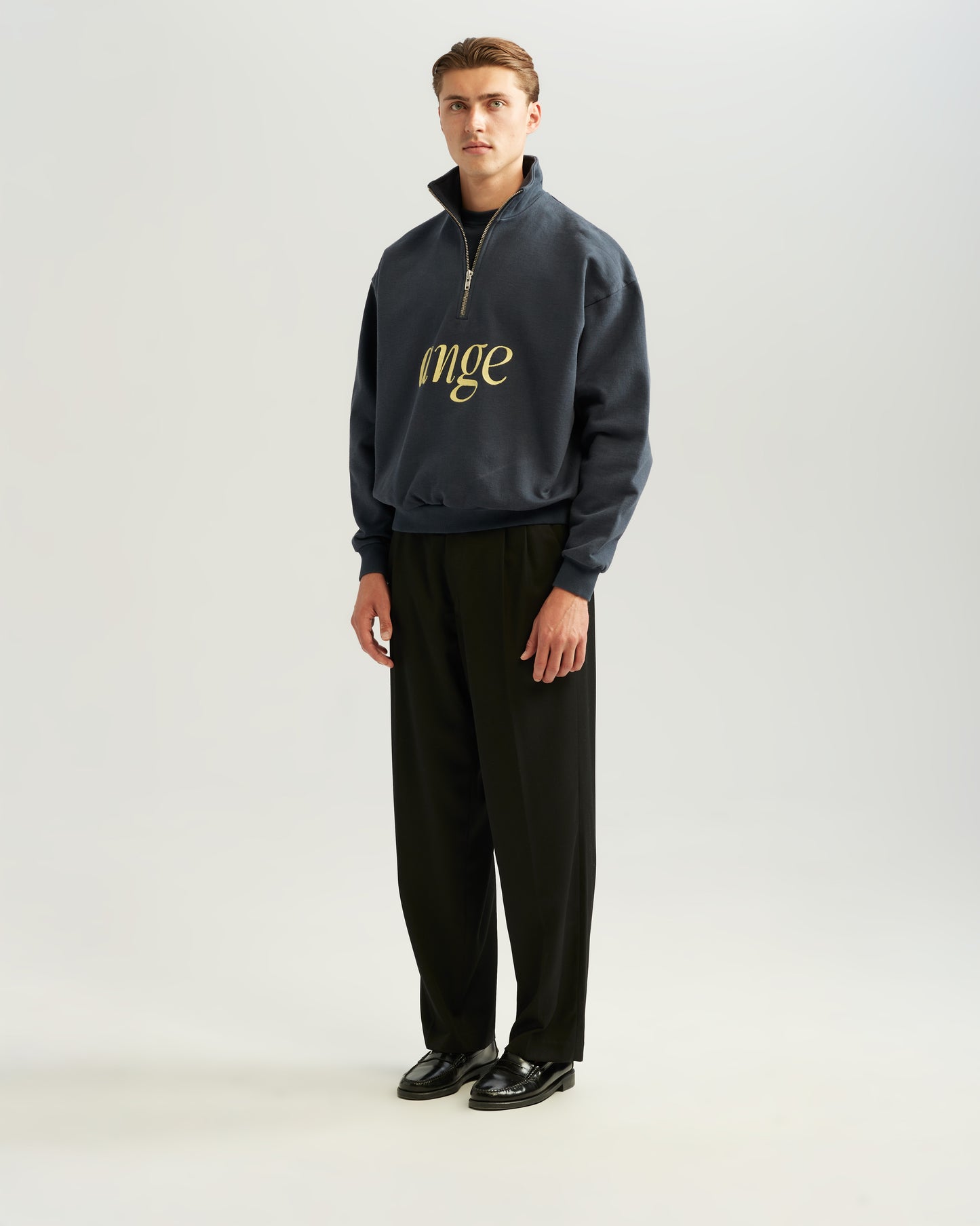Zipped Roll-Neck Sweater Navy