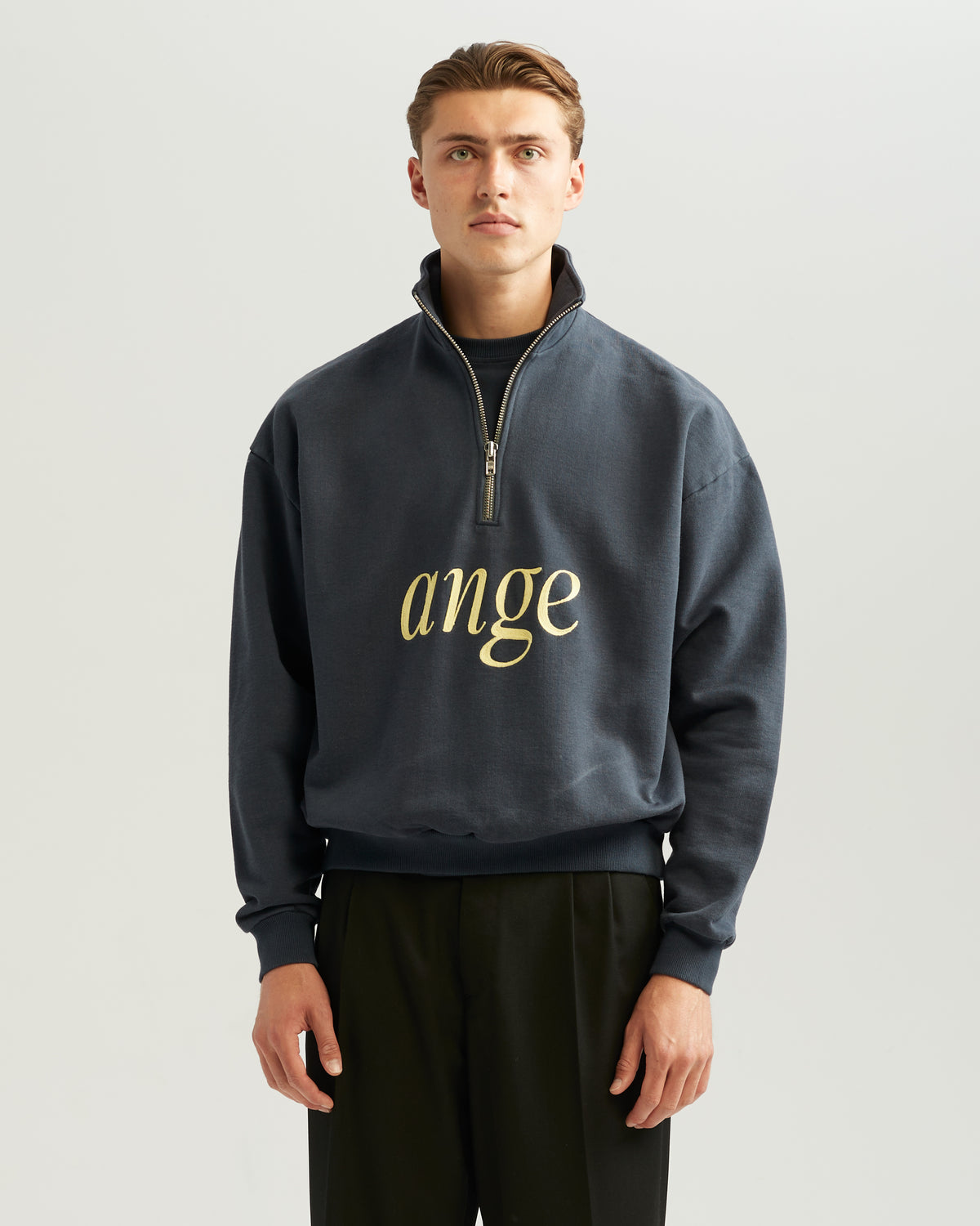 Zipped Roll-Neck Sweater Navy