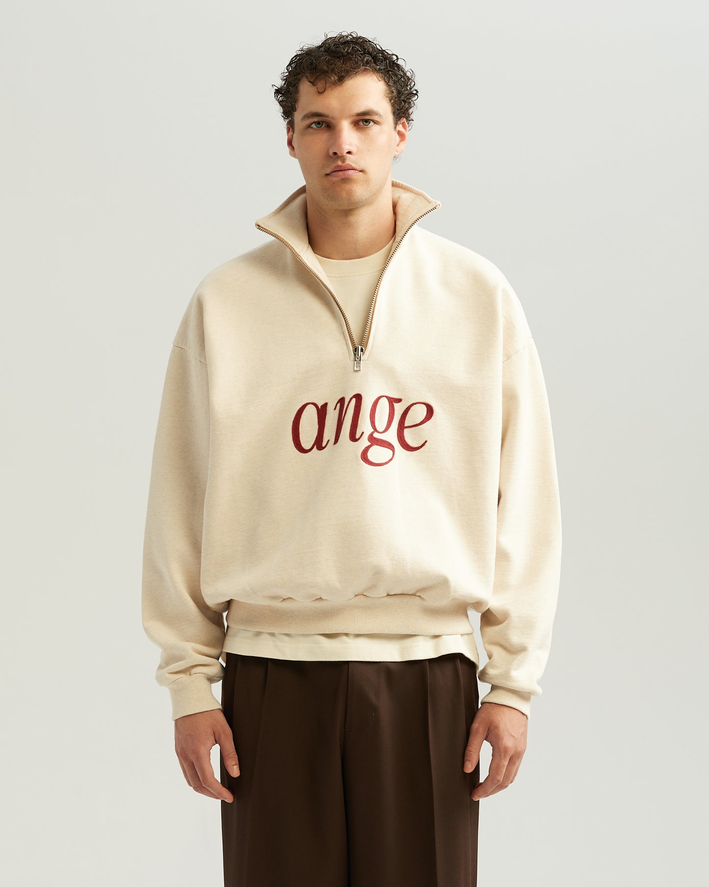 Zipped Roll-Neck Sweater Oatmeal