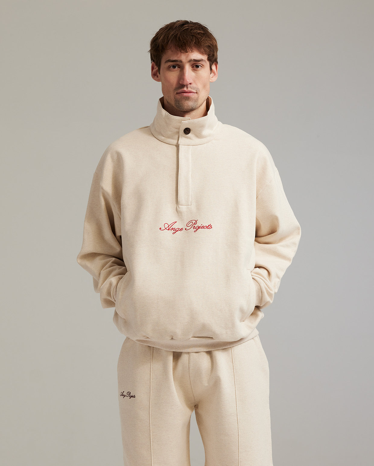 Button script rollneck oatmeal melange