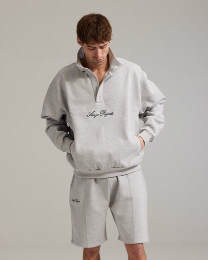 Button script rollneck heather grey