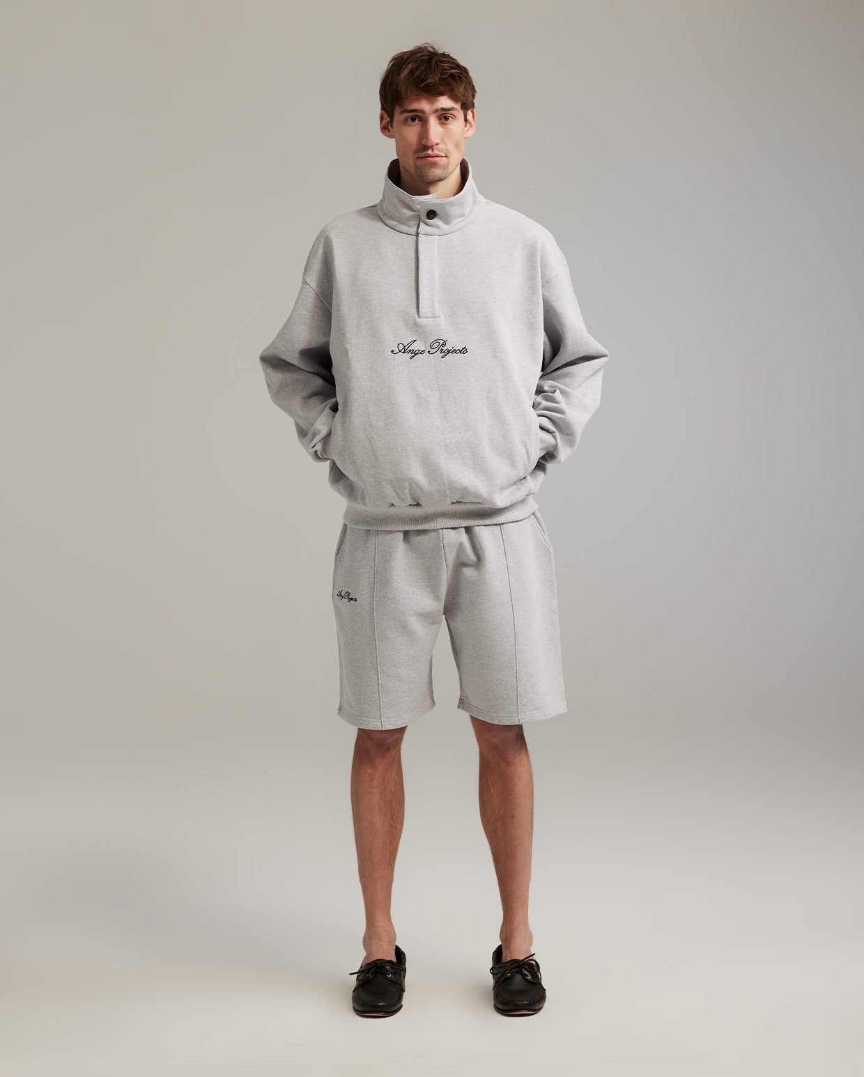 Button script rollneck heather grey