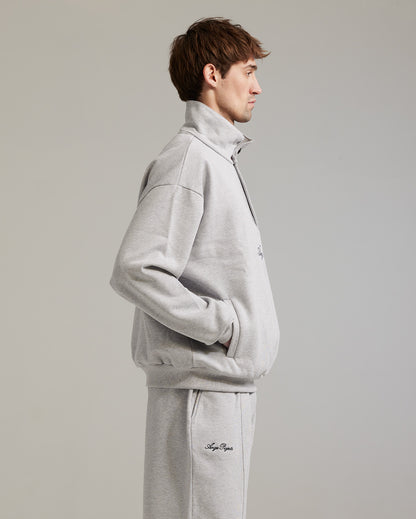 Button script rollneck heather grey