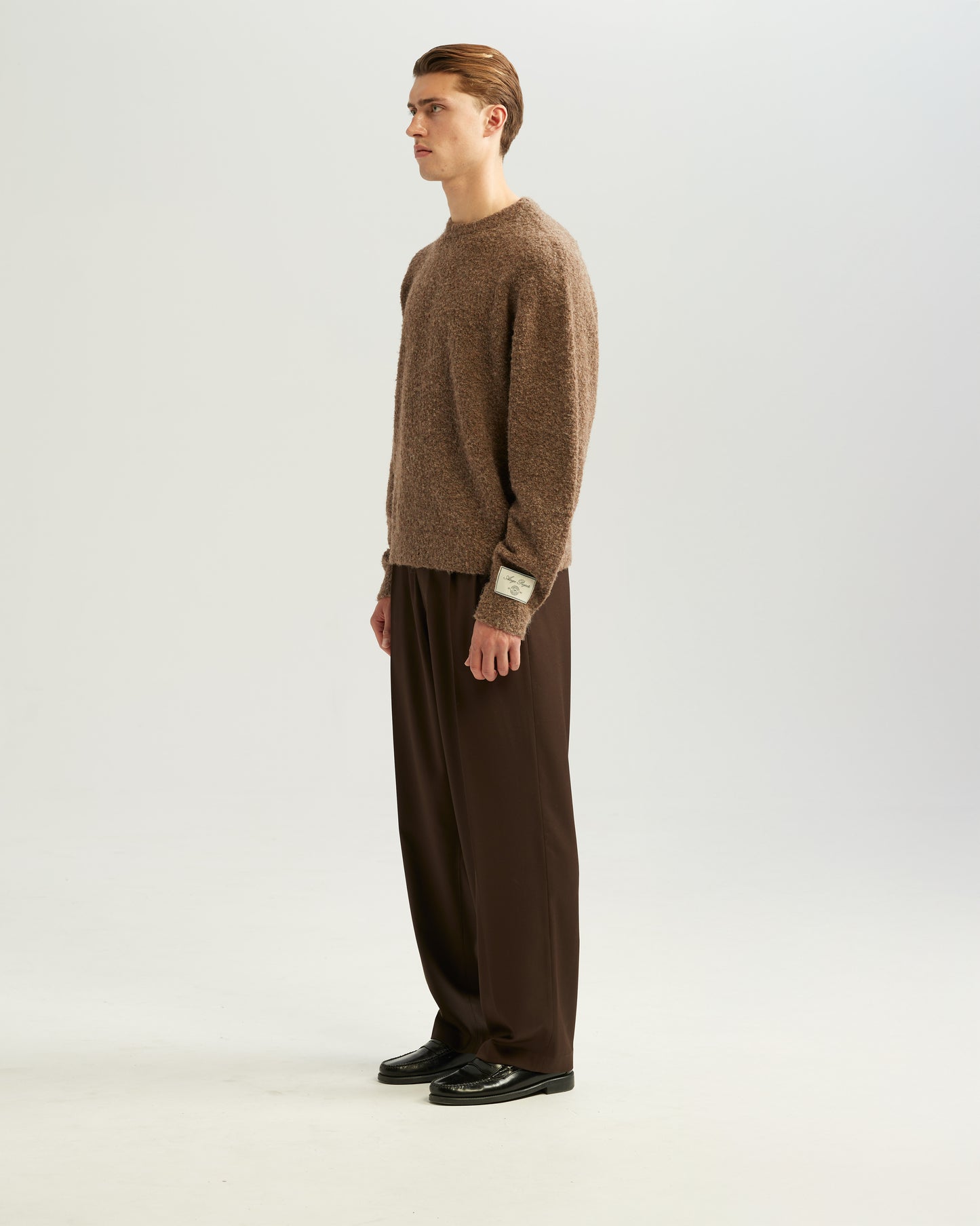 Boucle Knit Sweater Brown