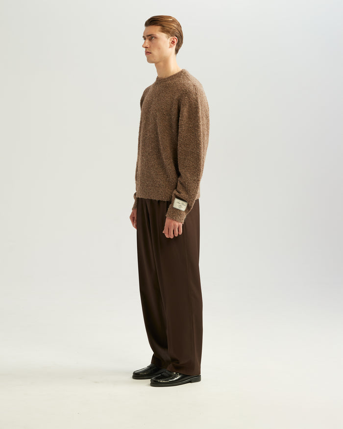 Boucle Knit Sweater Brown
