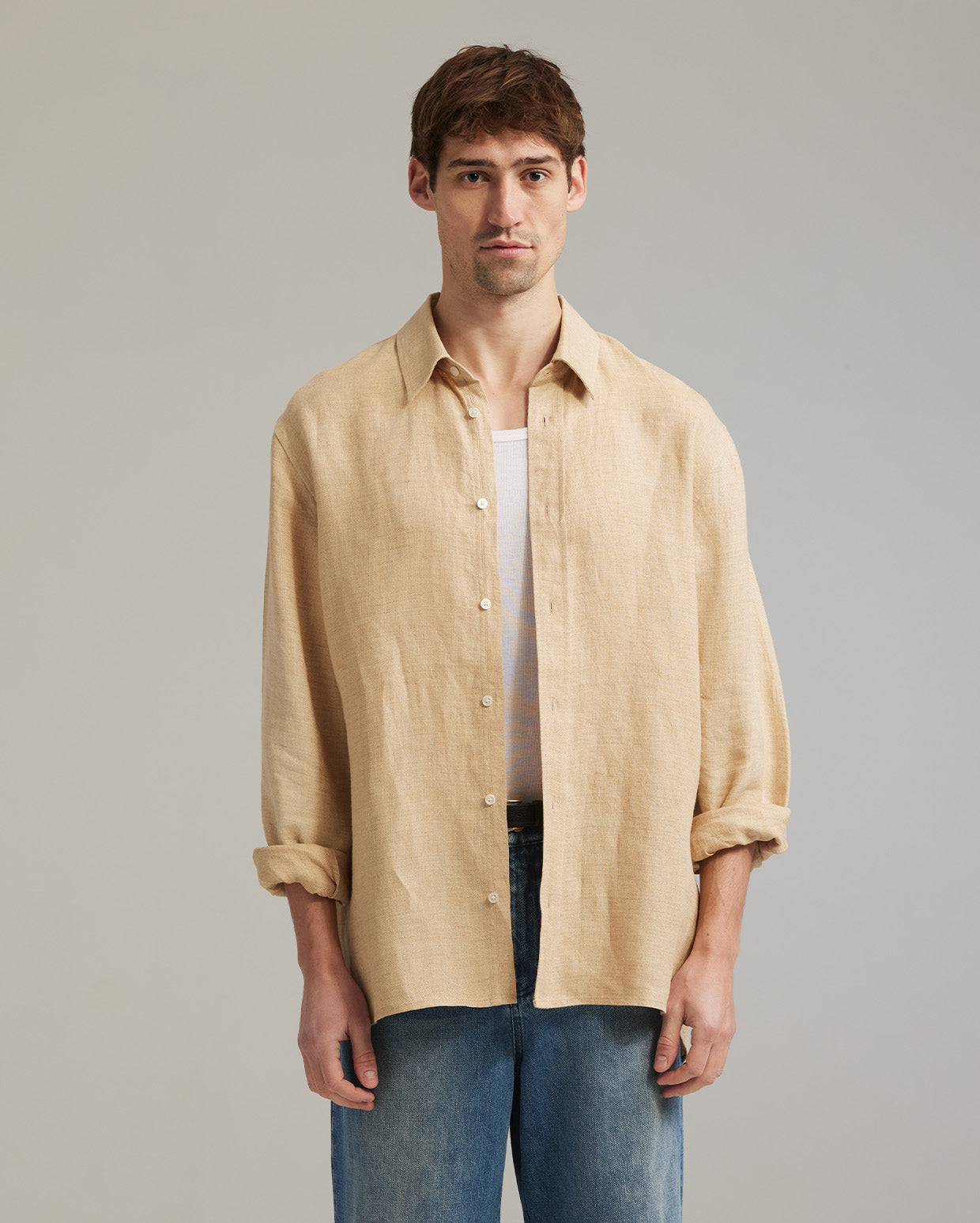 Linen shirt tea dye