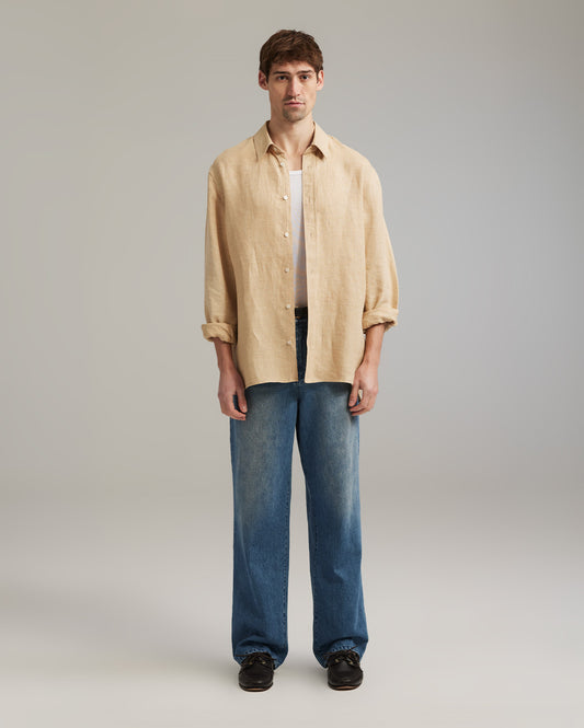 Linen shirt tea dye