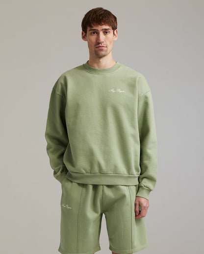Script logo crewneck chardonnay green