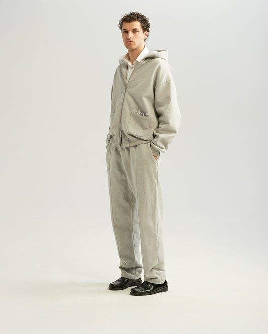 Double Zip Hoodie Grey