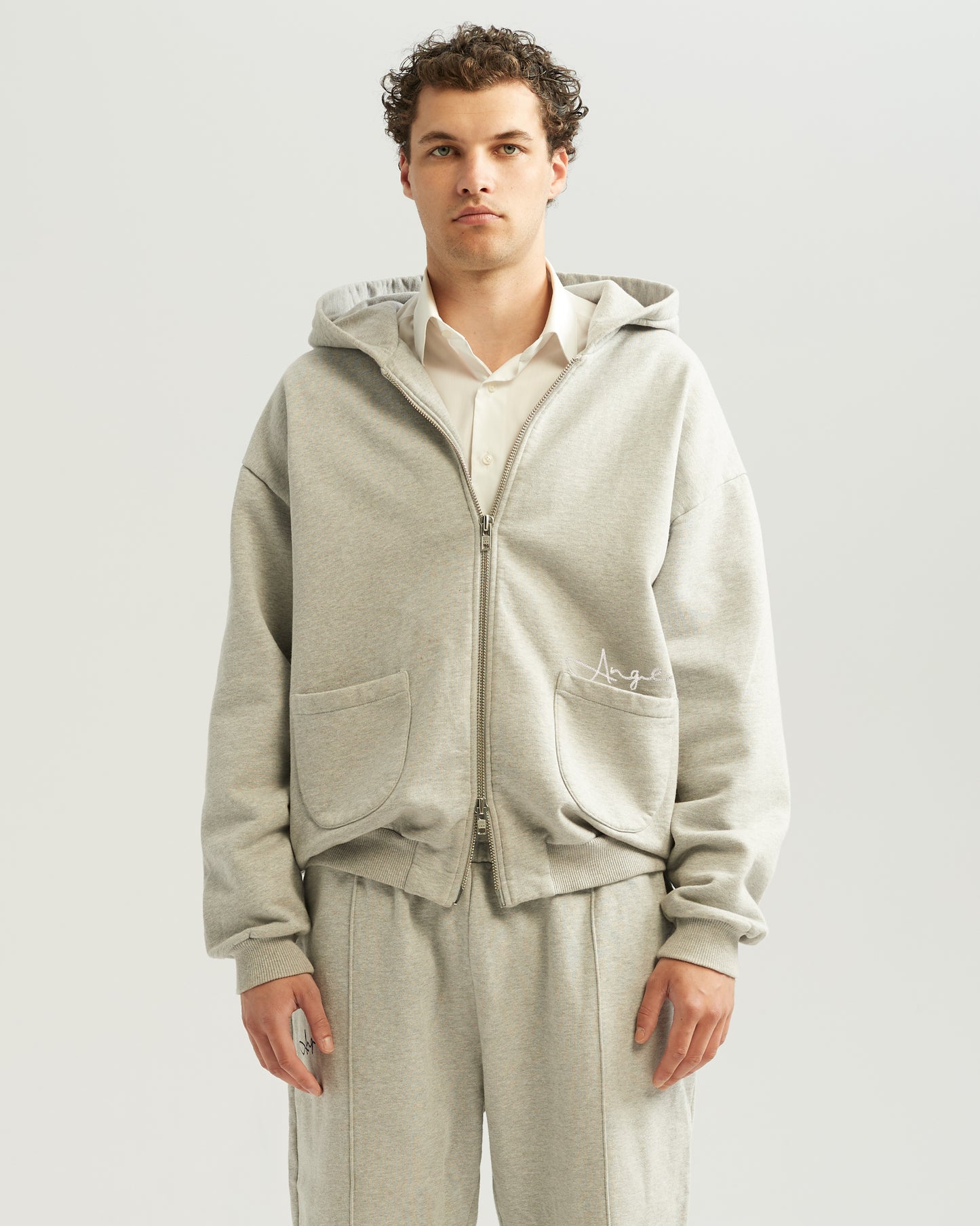 Double Zip Hoodie Grey