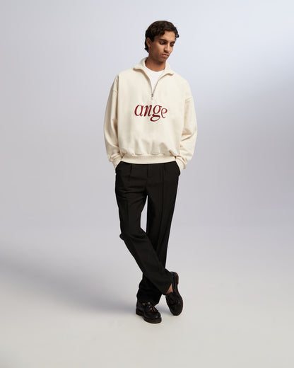 Zipped Roll-Neck Sweatshirt Ecru