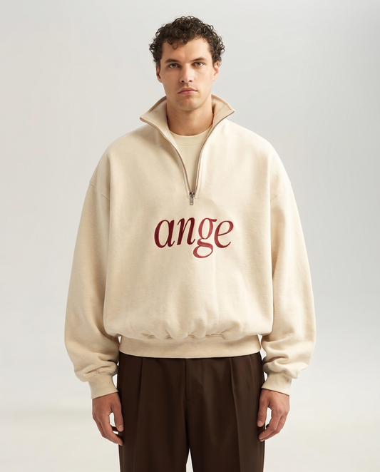 Zipped Roll-Neck Sweater Oatmeal