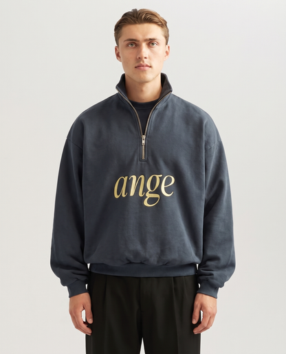 Zipped Roll-Neck Sweater Navy