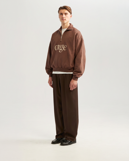 Zipped Roll-Neck Sweater Brown