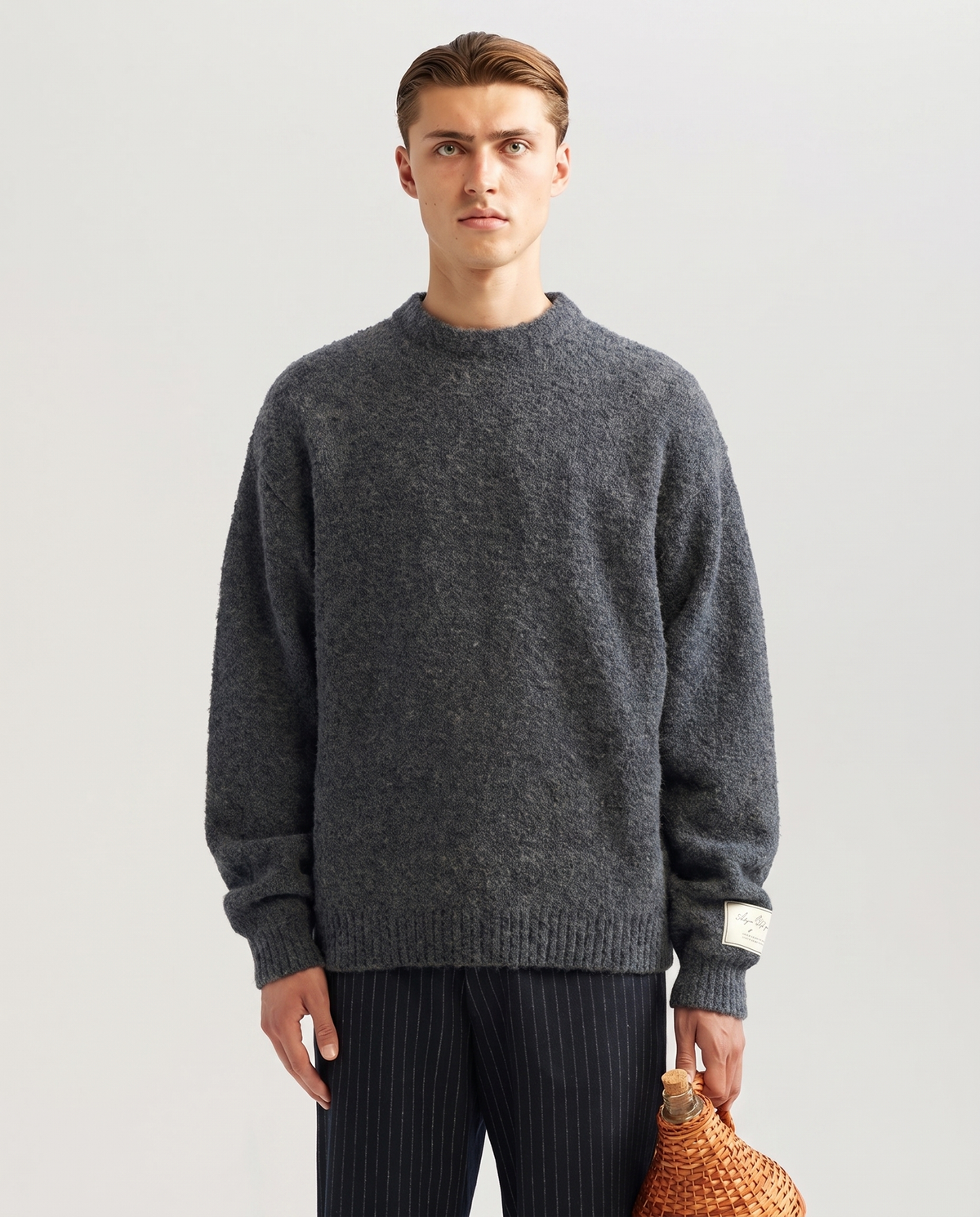 Boucle Knit Sweater Grey